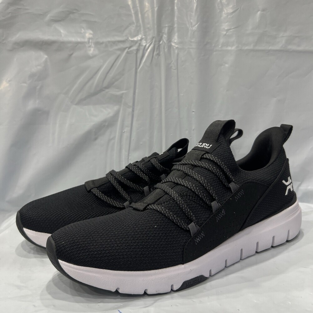 KURU Flex Sneakers Men's 12.5 Black White Slip On Comfort Walking Shoes EBS1591